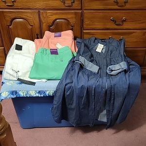 Boyfriend(green) ,weekend chino(pink,and ankle pant pants(off white)